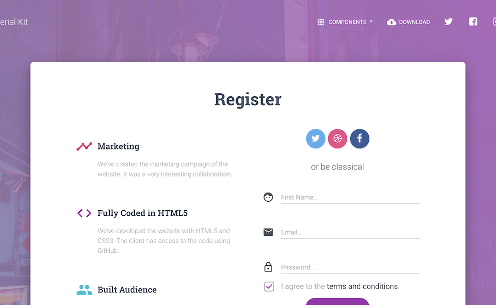 Bootstrap Register Page