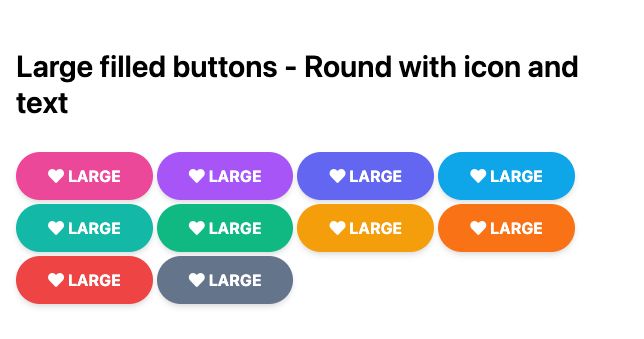 TailwindCSS Large Filled Buttons - Round with Icon and Text