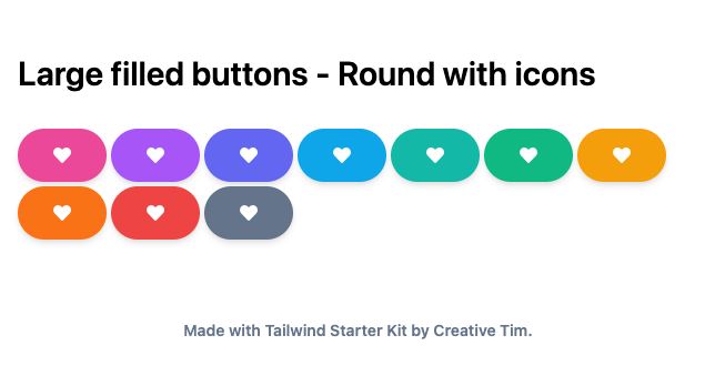 TailwindCSS Large Filled Buttons - Round with Icons