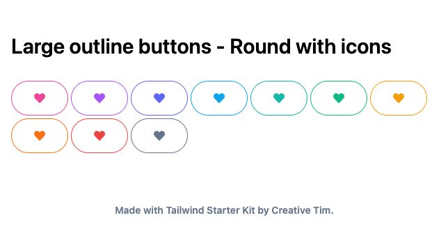 TailwindCSS Large Outline Buttons - Round with Icons