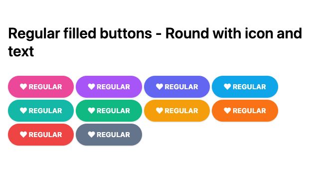 TailwindCSS Regular Filled Buttons - Round with Icon and Text