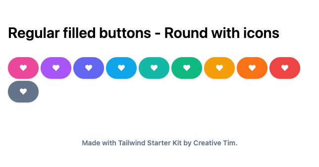 TailwindCSS Regular Filled Buttons - Round with Icons