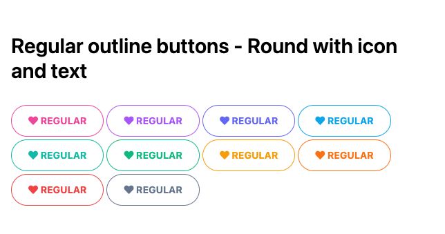 TailwindCSS Regular Outline Buttons - Round with Icon and Text