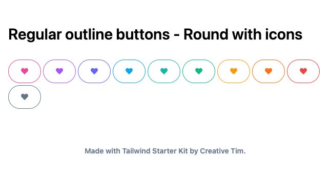 TailwindCSS Regular Outline Buttons - Round with Icons