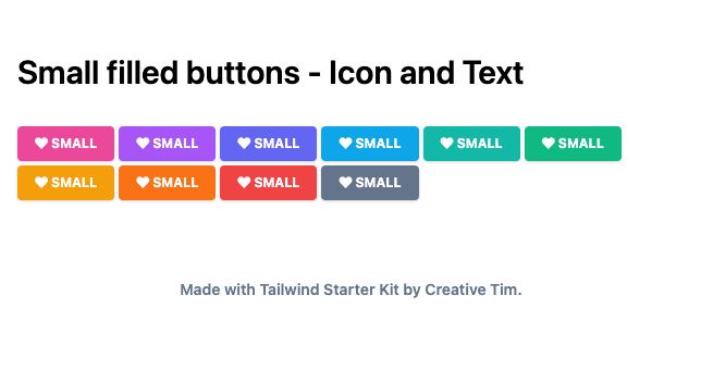 TailwindCSS Small Filled Buttons - Icon and Text