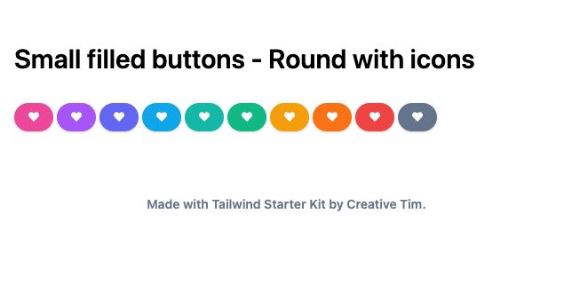 TailwindCSS Small Filled Buttons - Round with Icons