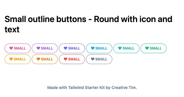 TailwindCSS Small Outline Buttons - Round with Icon and Text