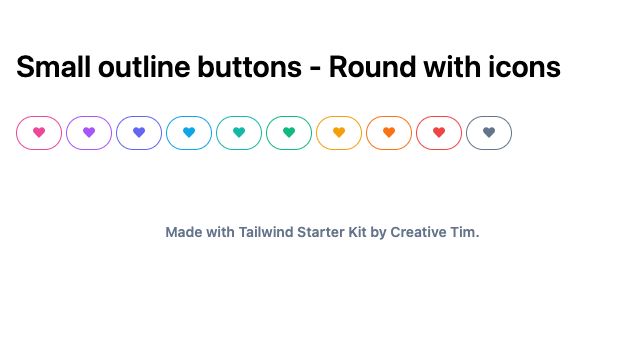 TailwindCSS Small Outline Buttons - Round with Icons