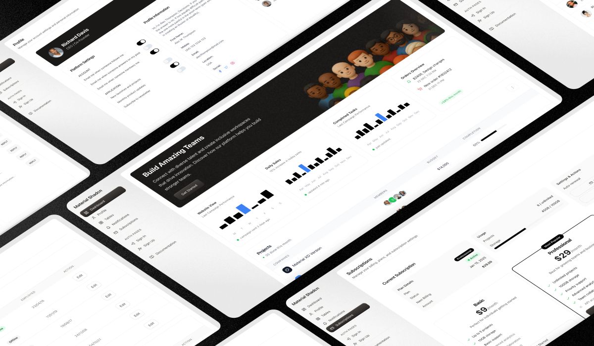 Introducing Material Dashboard Shadcn - A Free, Modern Admin Dashboard Built with Shadcn/UI & Tailwind CSS