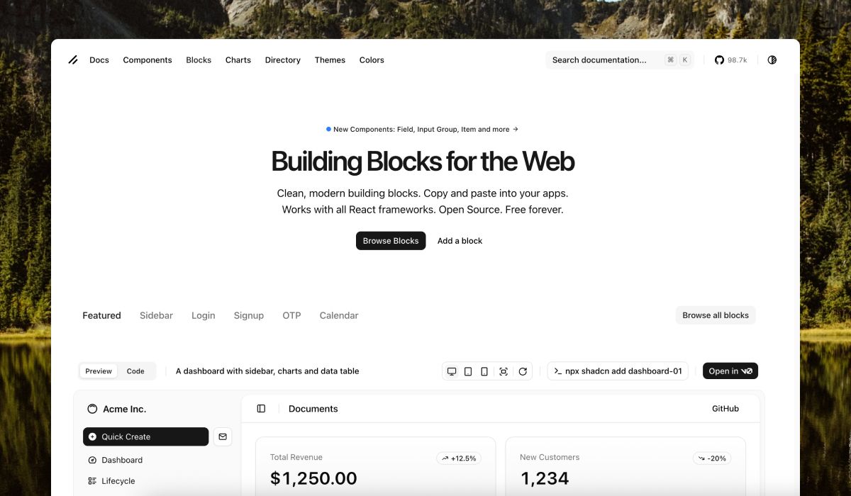 5+ Best Open Source shadcn/ui Block Libraries Ready for AI