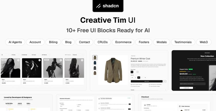 10+ Free shadcn UI Blocks Ready for AI Apps (Token-Efficient & Open Source)