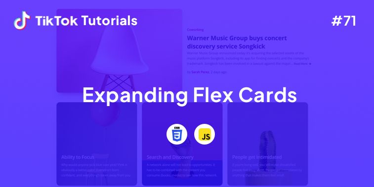 TikTok Tutorial #71 - How to create  Expanding Flex Cards with CSS and Javscript