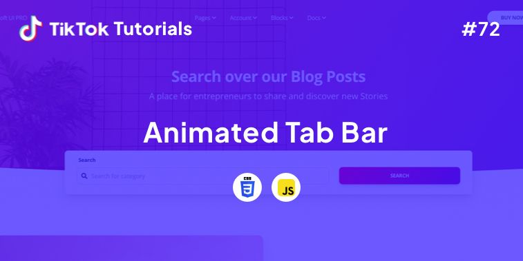 TikTok Tutorial #72 - How to create an Animated Tab Bar with CSS and Javscript