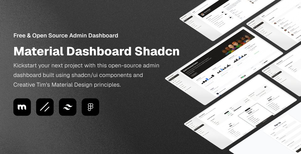 Introducing Material Dashboard Shadcn - A Free, Modern Admin Dashboard Built with Shadcn/UI & Tailwind CSS
