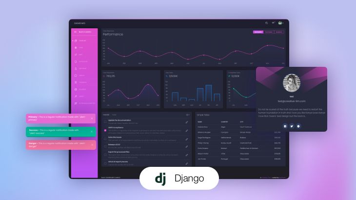 Django Dashboard - Black Design
