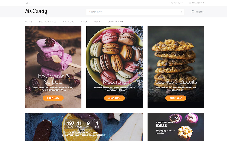 Ms.Candy - Delicicous Sweets & Candies Online Store Shopify Theme