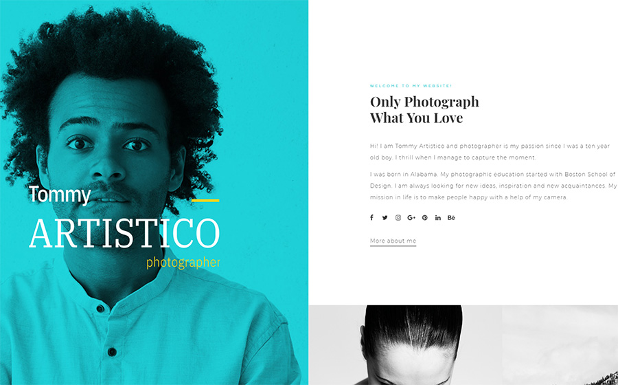 Tommy Artistico - Photographer Gallery Elementor WordPress Theme
