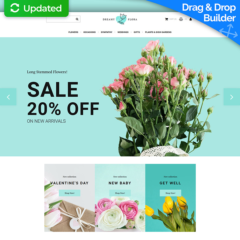 Dreamy Flora - Flower Shop MotoCMS Ecommerce Template