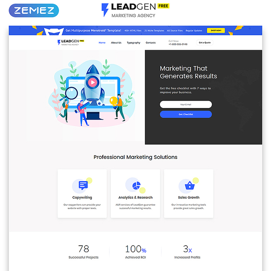 Free HTML5 Theme for Marketing Agency