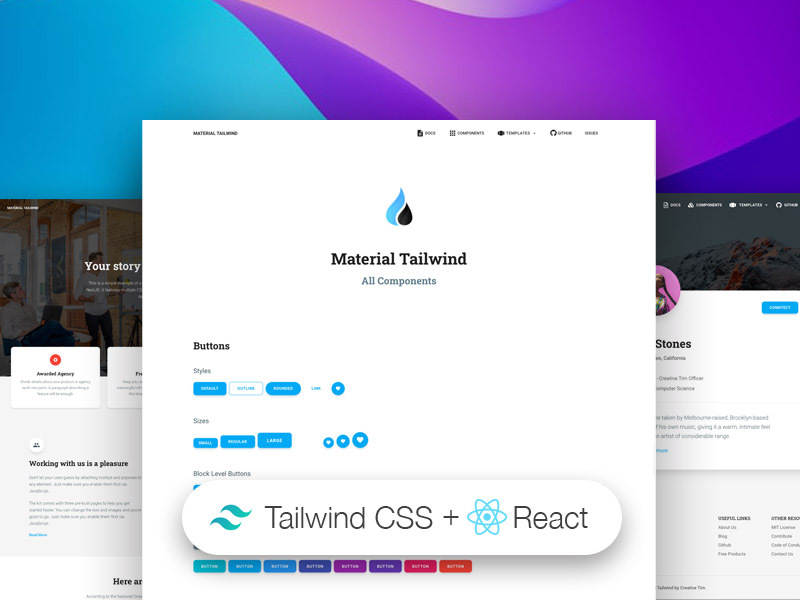 Material Tailwind Kit React example