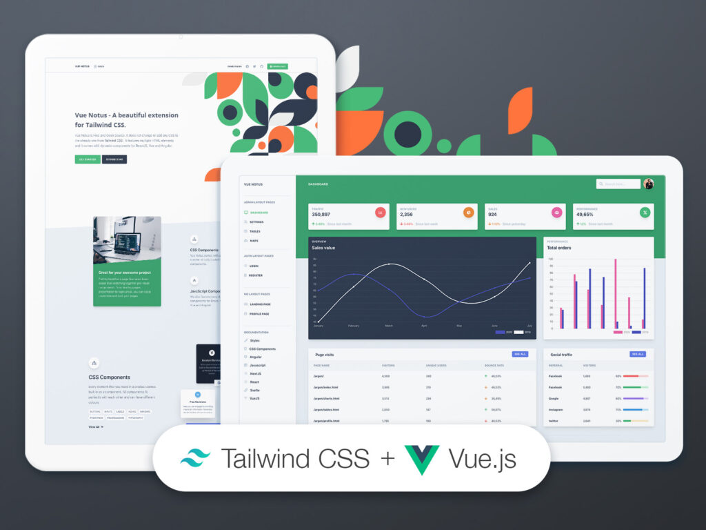 tailwind css vuejs template admin